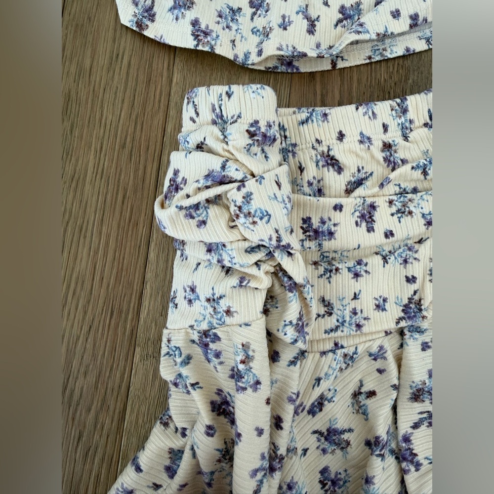 💛Girls Yellow Floral Ribbed Matching Set✨ Small - Picture 3 of 6